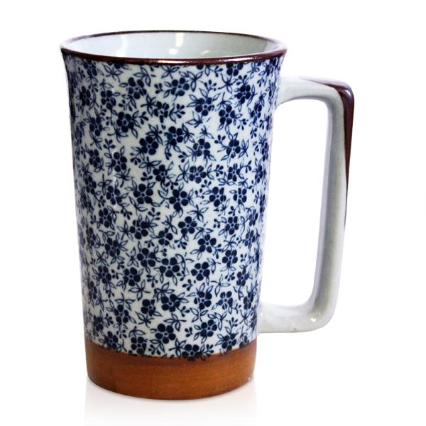 Blue Blossoms Tall Japanese Mug