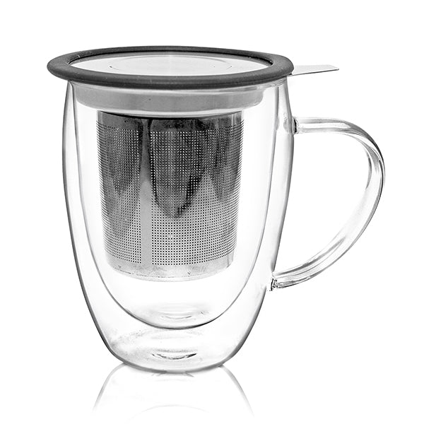 Double Wall Glass Tea Infuser Mug