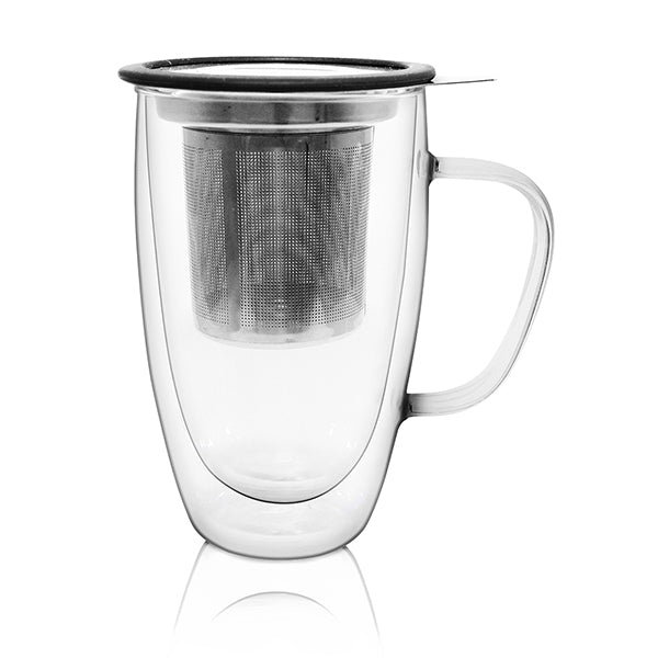 Double Wall Glass Infuser Mug