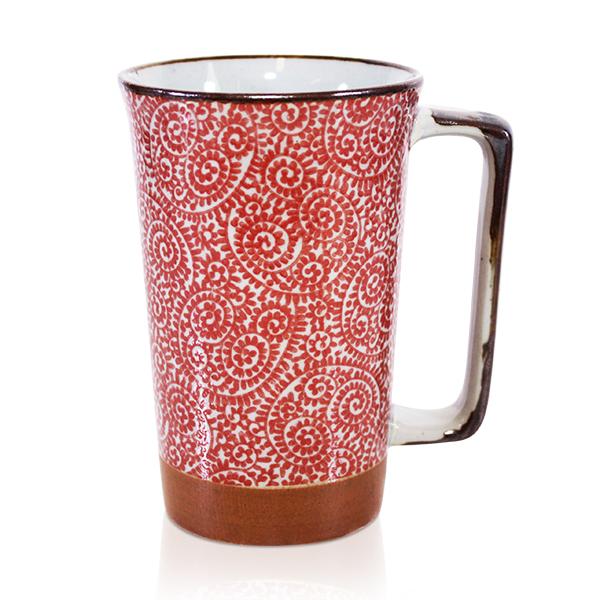 Spiral Red Japanese Tall Mug