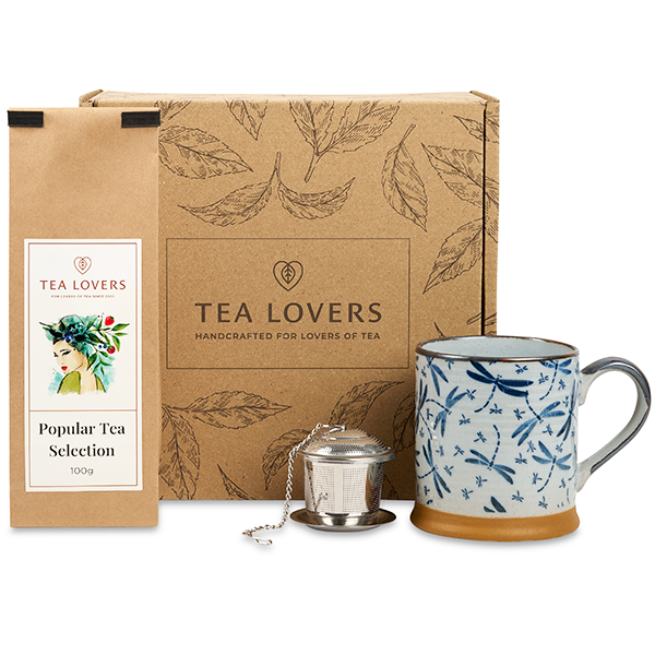 Tea Gift Box with Japanese Tea Mug Dragonfly